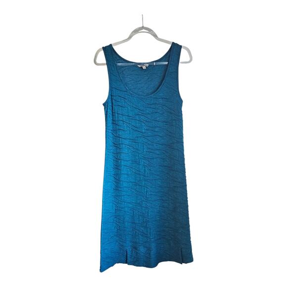 Toad & Co Samba Wave Tank Dress Size M Blue Textured Organic Cotton Blend Scoop - Picture 1 of 6